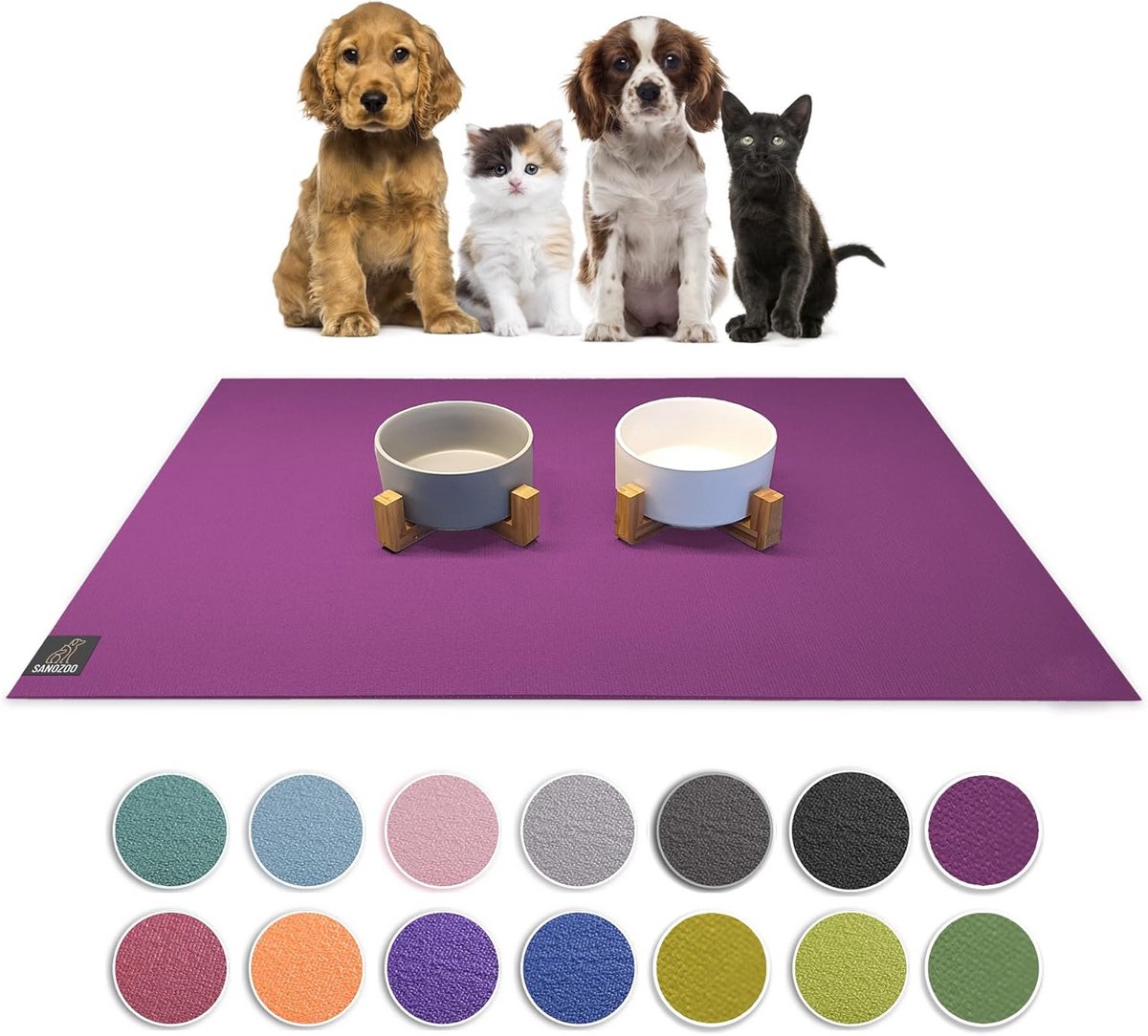 Antislip voermat voor honden en katten, 2-delige set, wasbaar en Öko-Tex gecertificeerd