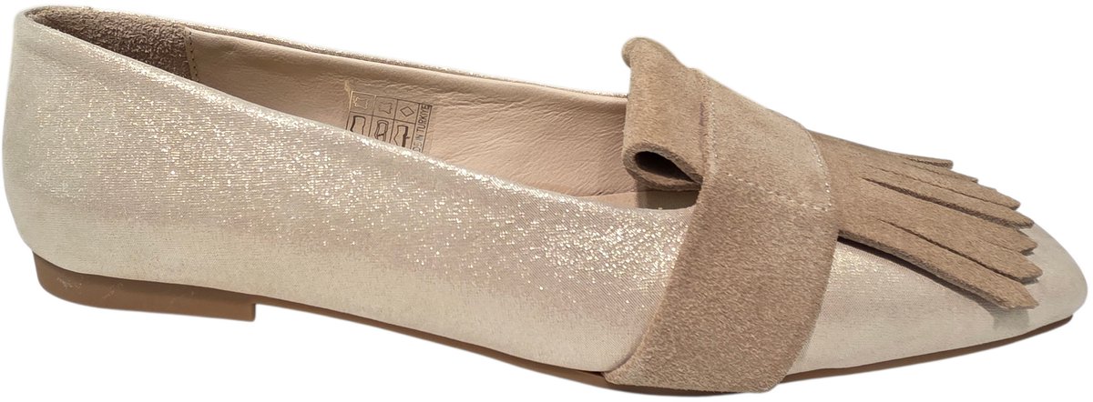 Roberto D'Angelo Dalton Platino Velour Camel Instappers Beige Metallic Leer Dames - Beige - 39