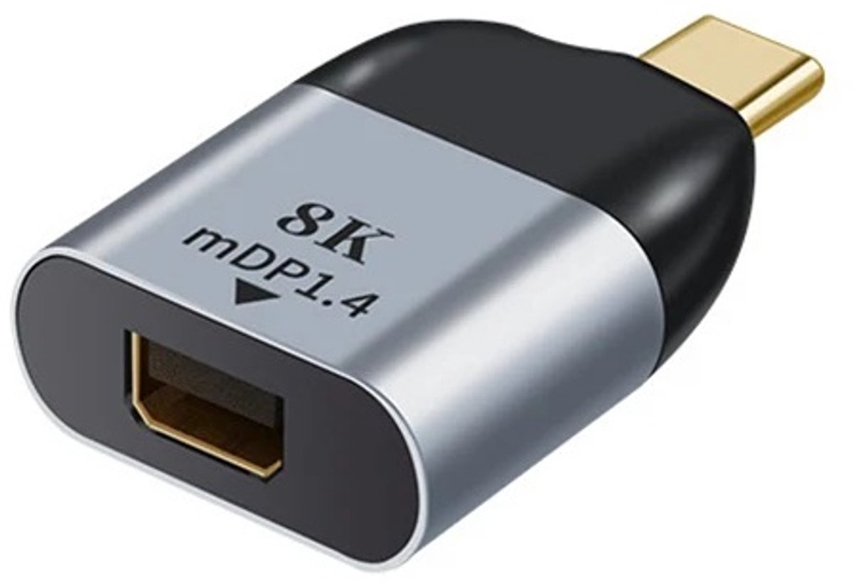 DrPhone UltraView 8K USB-C naar DisplayPort Adapter – 8K 60Hz – 4K 120Hz – Plug & Play – Grijs