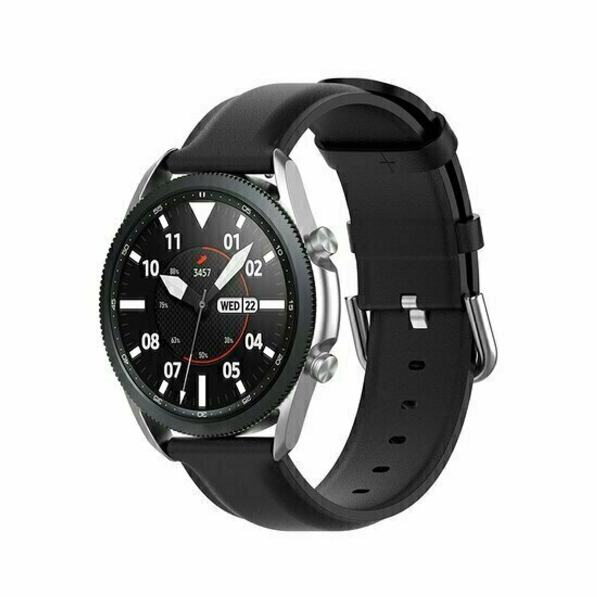 By Qubix - Classic leren bandje - Zwart - geschikt voor Huawei Watch 5 - 46mm