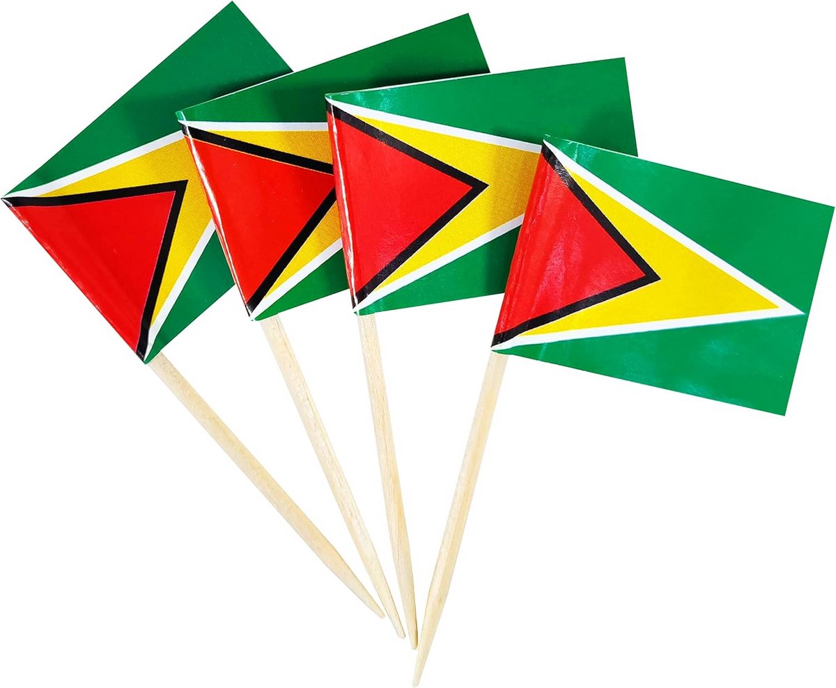 200 Stuks Mini Vlaggenprikkers voor Cupcakes en Hapjes - Guyana
