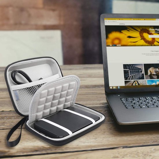 Ynkkvre - Harde Schijf Draagtas - Opberghoes - Powerbank Organizer - Waterafstotende Beschermhoes - Schokbestendig Ontwerp Voor 1-6 TB 2.5" HDD/SSD - 1 Stuk - Zwart van Ynkkvre — afbeelding 3