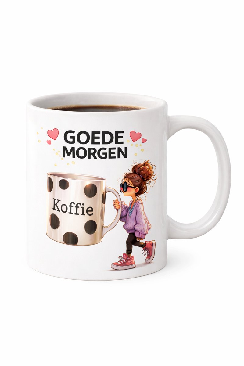 Goedemorgen - Mok koffie - Mok thee - Mok - Orgineel cadeau - Goedemorgen - Mok met tekst - Koffie-liefhebber - cadeau collega - Werk mok - Mok dames cadeau - Grappige mok - cadeau afscheid collega -