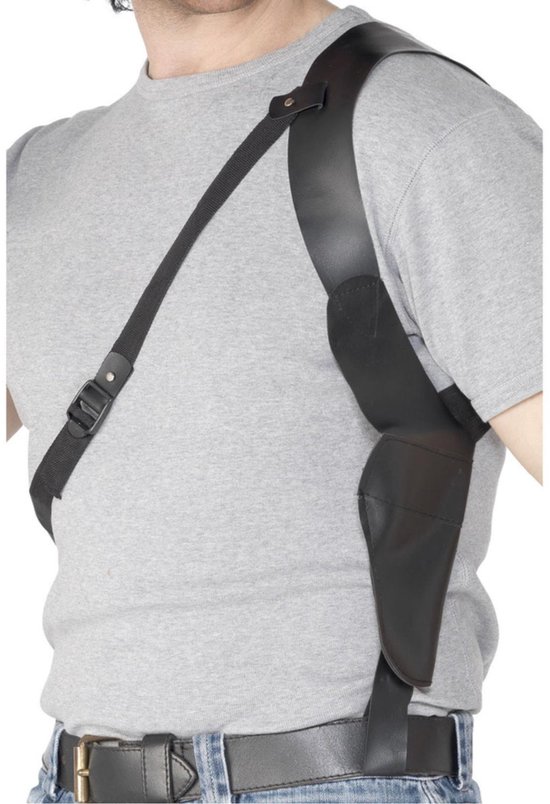 Schouder holster - zwart - leder look - verkleedaccessoires - pistool houder - Cowboy