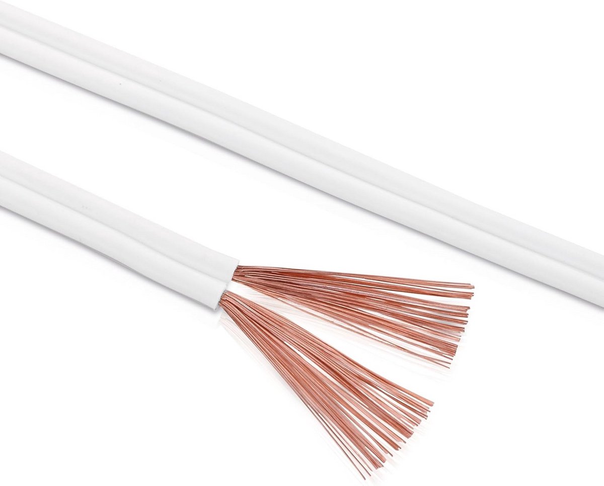 25 Meter Witte Luidsprekerkabel 2x2,50 mm² Doorsnede voor Hoge Kwaliteit Audio