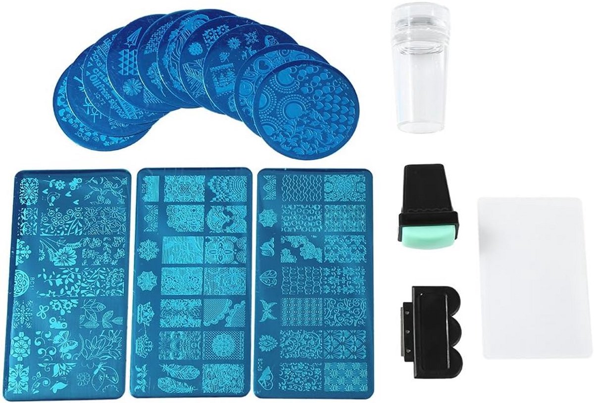 Complete Nagelstempel Set met 15 Standaard Platen en Siliconen Stamper voor Nail Art