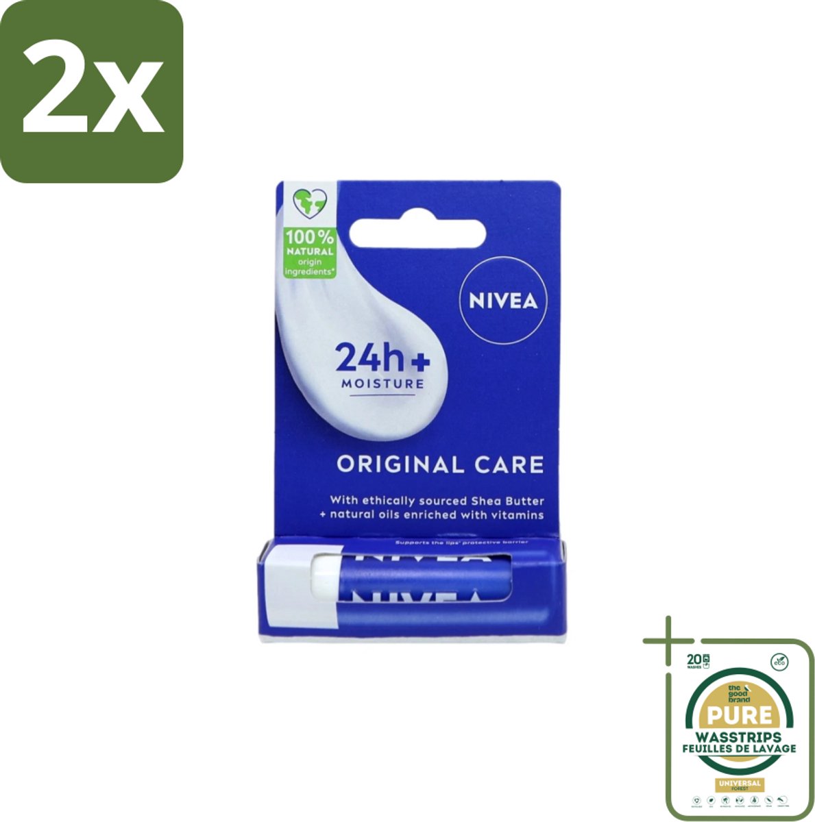 Nivea – Lippenbalsem – Original - Voordeelverpakking - 2 stuks - Uitdroging bestrijden - Hydraatatie
