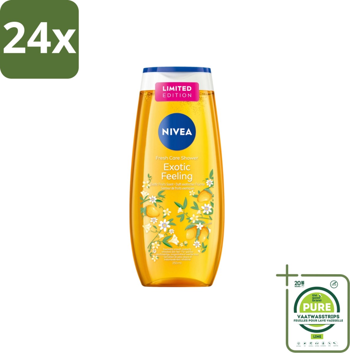 Nivea – Douchegel – Exotic Feeling – 250 ml - Voordeelverpakking - 24 stuks - Douchegel - Tropische geur