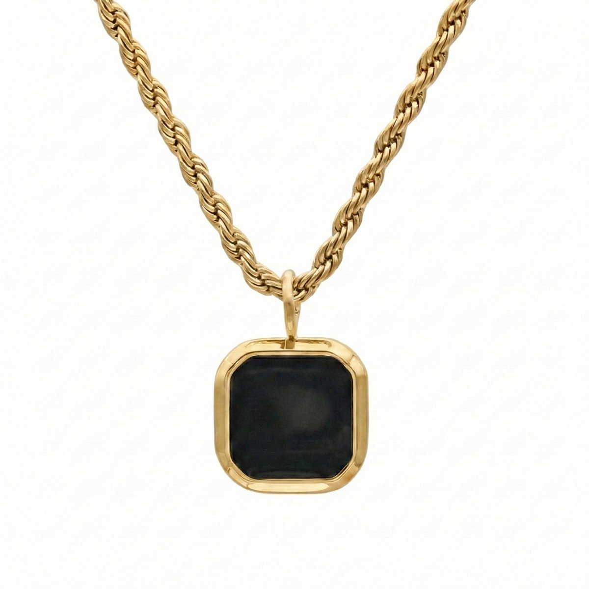 Thomasiny® Black Vanta kleur Goud – Heren Ketting met Zwarte Steen – Luxe Minimalistisch Design – 316L RVS