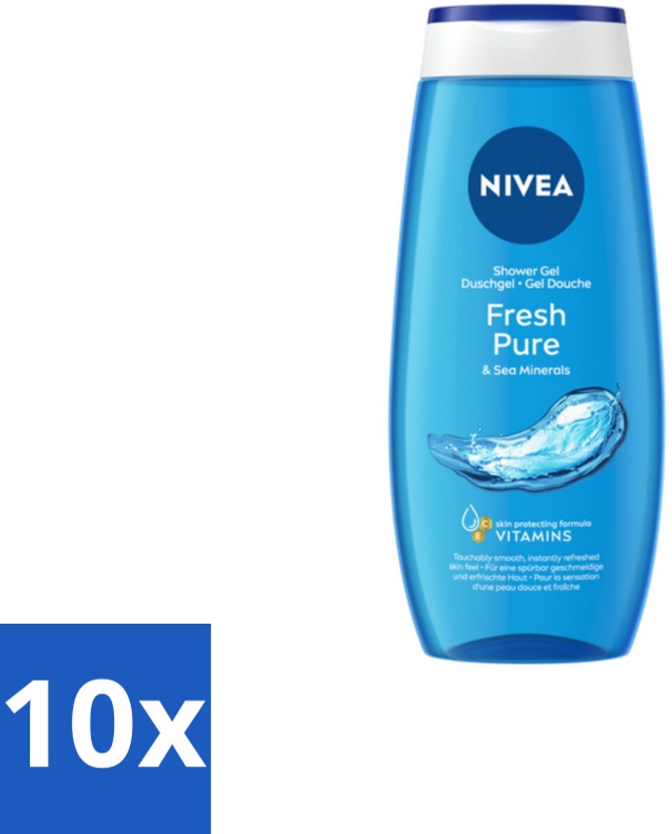 NIVEA Douchegel Fresh Pure 250 ml - Bulkverpakking - 10 stuks
