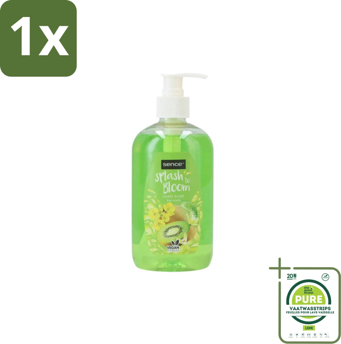 1 x Sence – Handzeep – Splash To Bloom Kiwi – 500 ml - Handzeep - Handen Reinigen - Handen Hydrateren - Kiwi Geur - Natuurlijke Handzeep