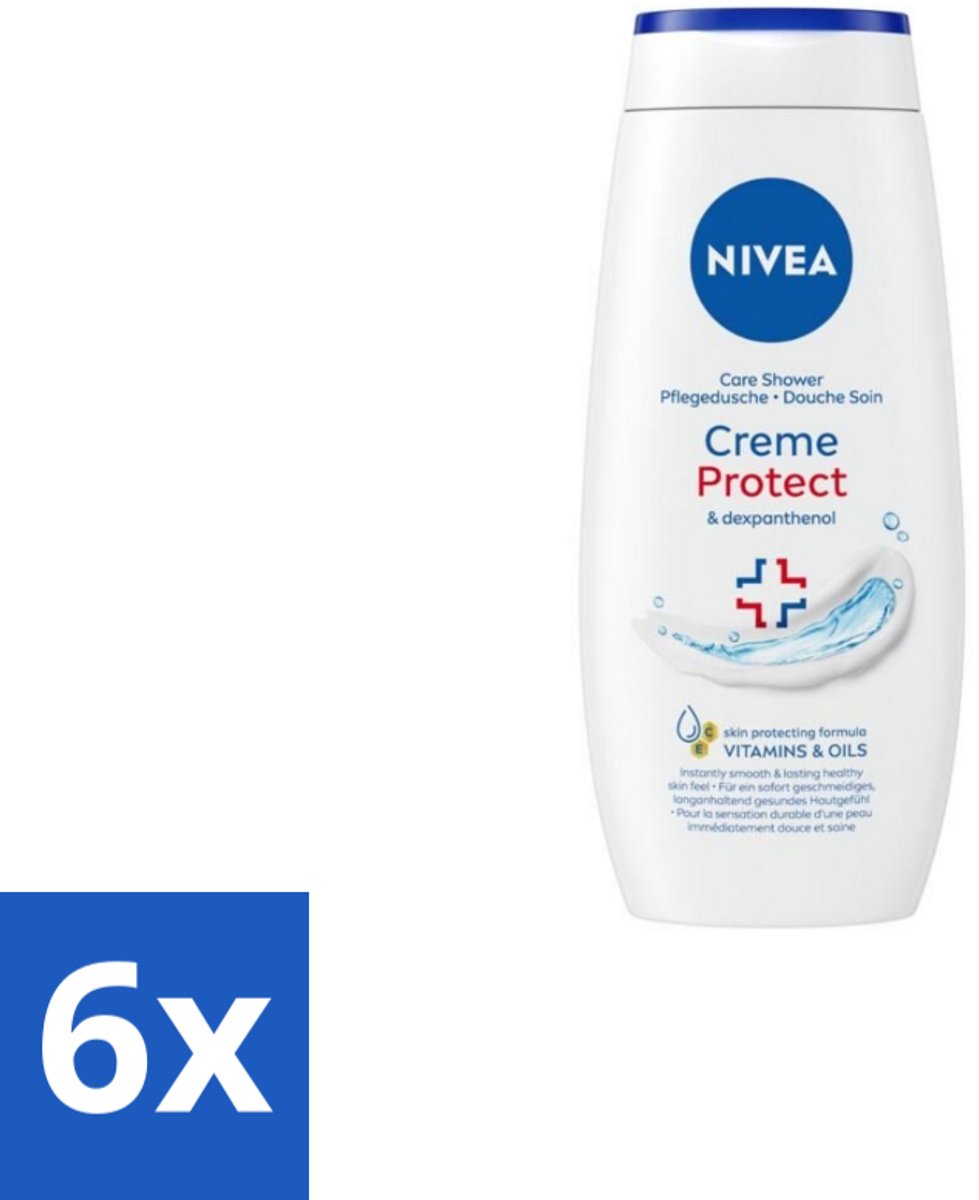 6 x Nivea – Douchecrème – Protect – 250 ml - Douchecrème - Huidverzorging - Huidbescherming - Vitamine C - Vitamine E