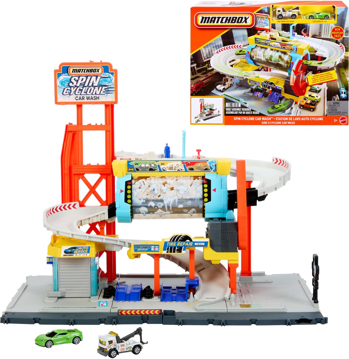 Mattel speelgoed wasstraat speelset met auto’s - interactief autospel.