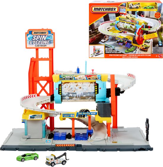 Matchbox Action Drivers Matchbox Fuel Station speelset voor kinderen vanaf 3 jaar, met een voertuig met een schaal van 1:64, bedienbare benzinepomp, en kan aan andere sets worden gekoppeld, GVY84