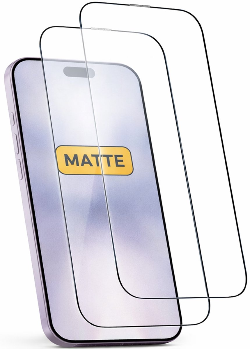 Geschikt voor iPhone 16 Matte Screenprotector 2x – 9H Gehard Glas – Full Cover