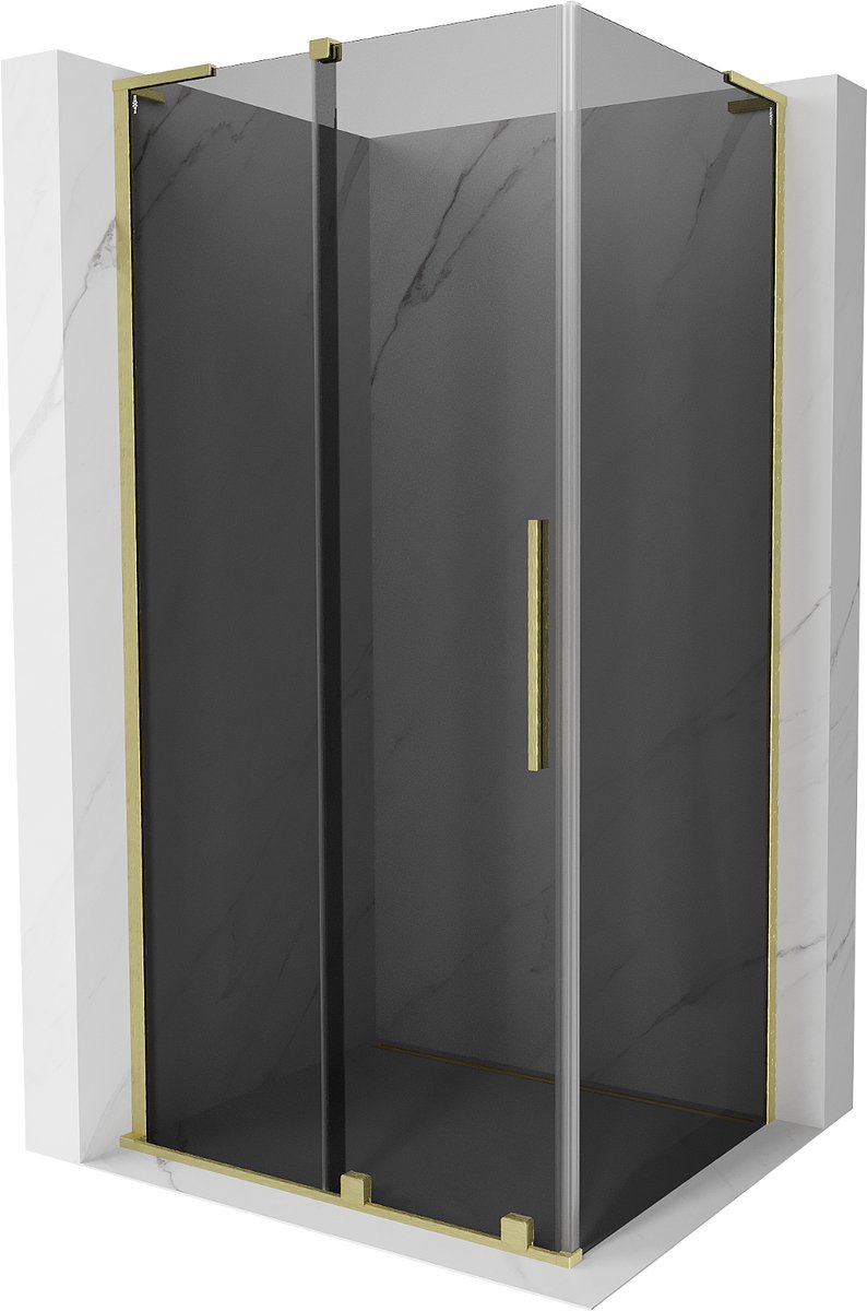 Mexen Velar L schuifdouchecabine 110 x 120 , grafiet, geborsteld goud - 871-110-120-43-55