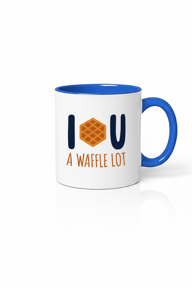 Mok met Wafel Print 'I U A Waffle Lot' - Grappig Liefdevol Cadeau