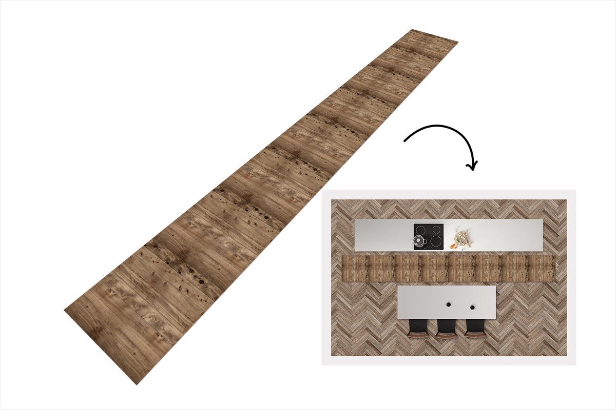 KitchenYeah Keukenloper 480x60 cm - Keukenmat vinyl Eikenhout - Patronen - Planken - Keukenmatten loper - Keuken vloerkleed tapijt