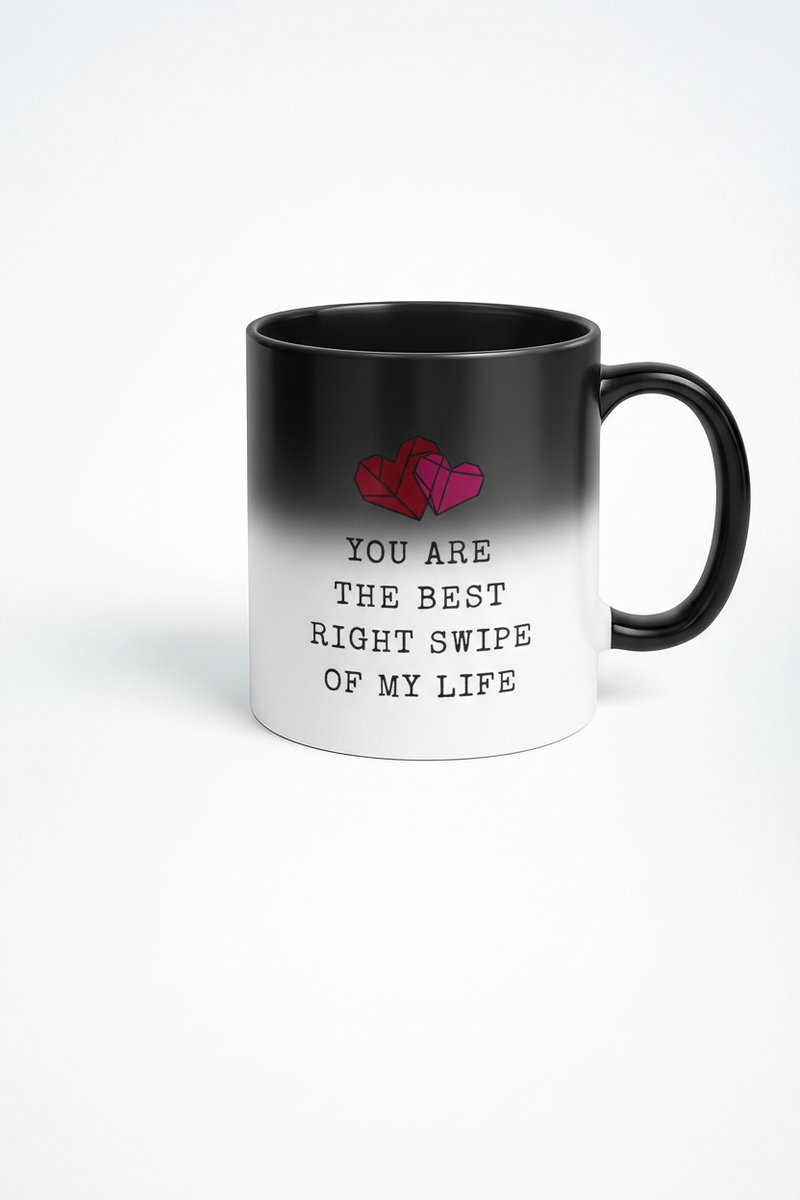 Magische Warmtegevoelige Mok - Right Swipe Of My Life met Harten - Perfect Liefdescadeau