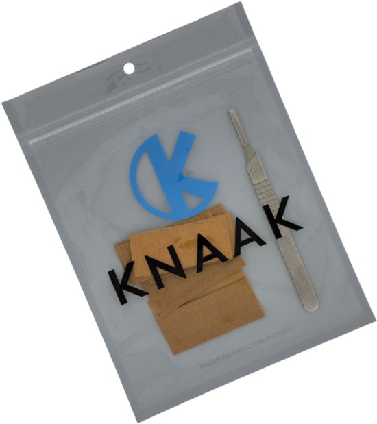Grijze plastic verpakking met Knaak logo en schilmesje.