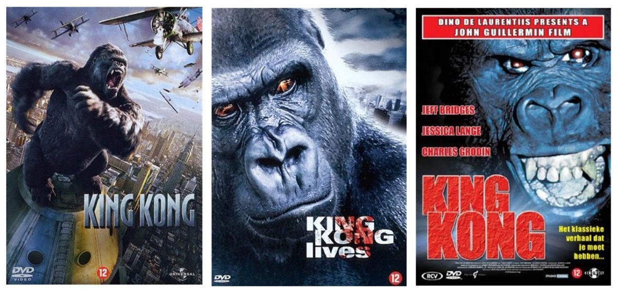 King Kong 1976 - king kong lives 1986 - King Kong 2006 ( 3 dvd voordeel set )