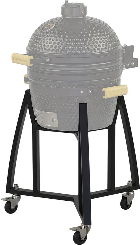 KitchenBrothers Kamado BBQ Onderstel - Voor 41⌀ cm - Geschikt voor 16 inch KitchenBrothers Kamado - 102 cm Hoogte - Met Wielen en Rem - Vaderdag Cadeau - Zwart