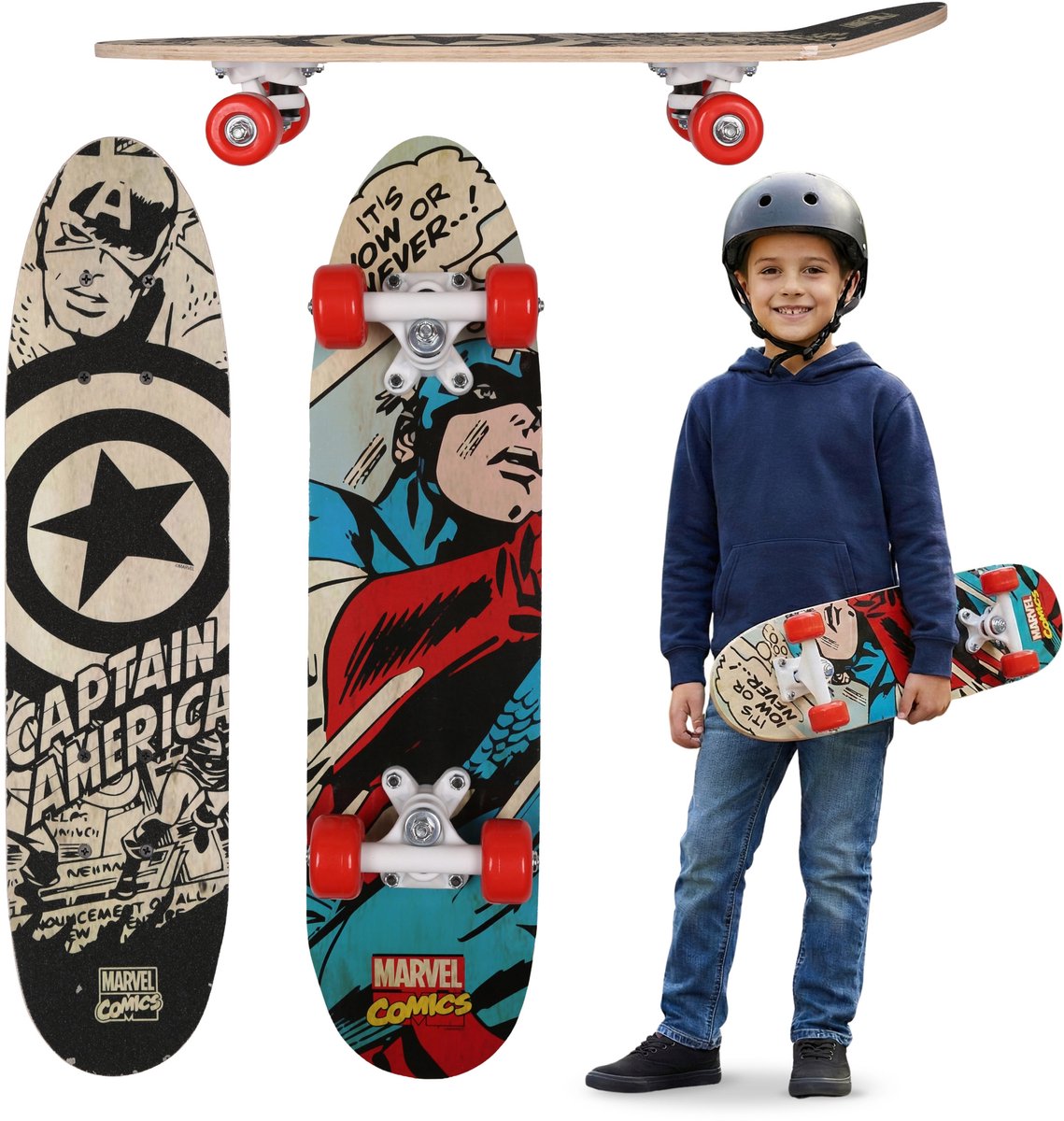 MARVEL Avengers CAPTAIN Kinder skateboard van hout antislip deck licht en stabiel 20-50 kg Veelkleurig Capitan America