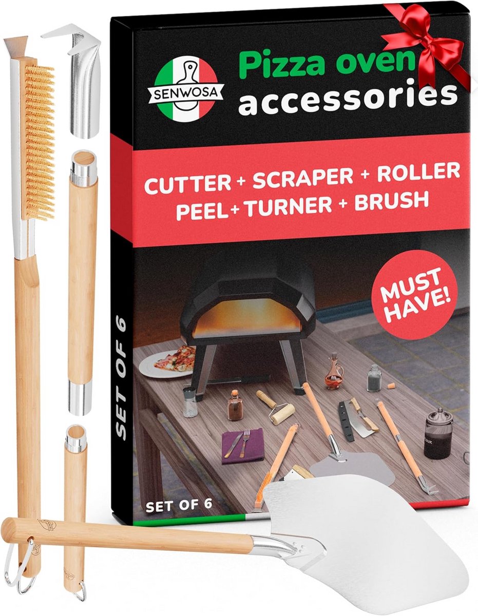 3-delige Pizzaoven Accessoireset met Schep, Draaivork en Steenborstel
