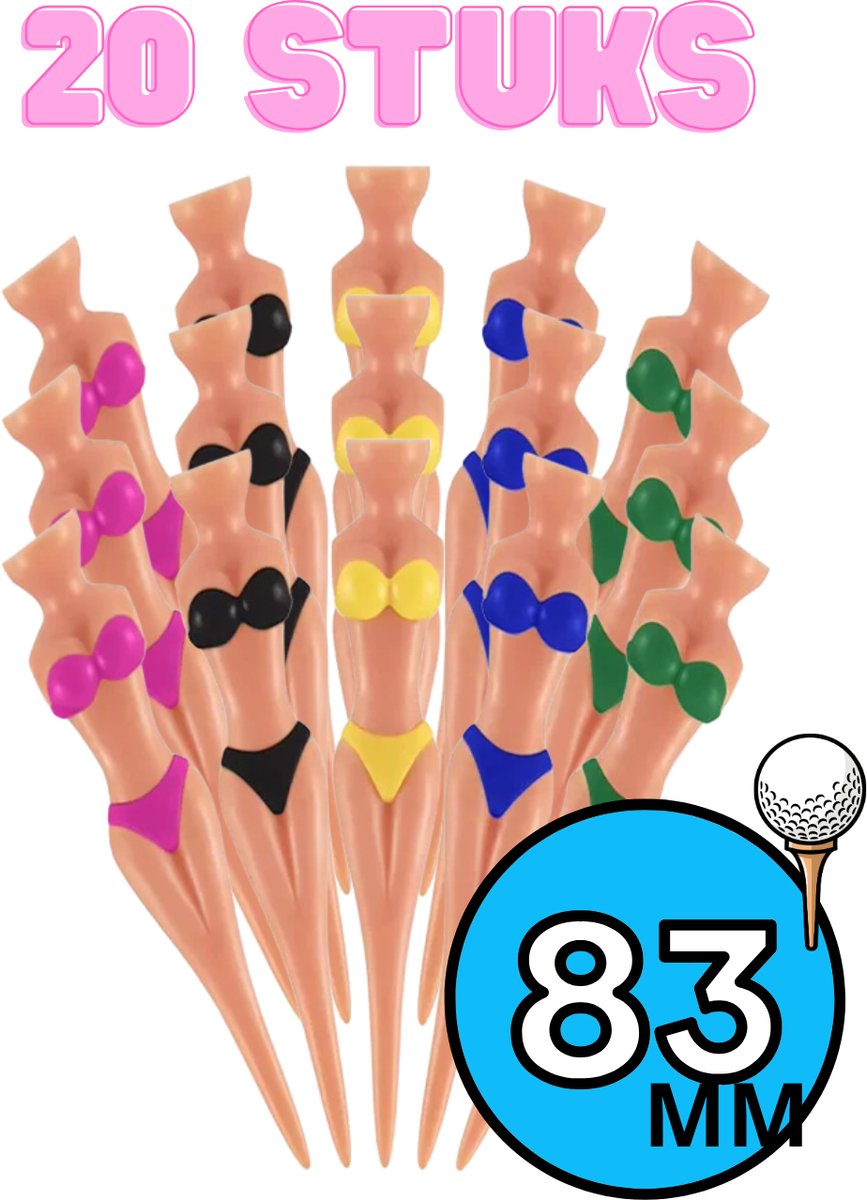 Chipa - Bikini Golf tees - 20 stuks - 83mm - Diverse kleuren - Golf Cadeau - Grappige golf tee - Sexy Golftee - Golf accesoires - Golfset - Golftees - Golftee set - Golfaccesoires
