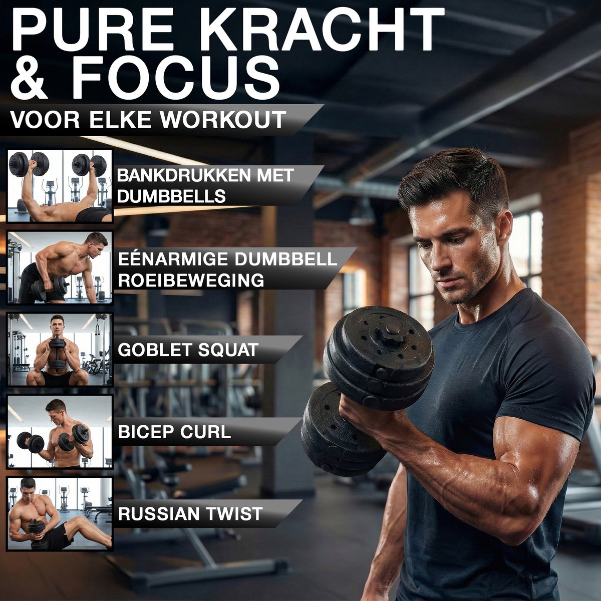 20 kg Dumbbell Set – Verstelbare Halterset met Gewichten – Fitness – foto 5