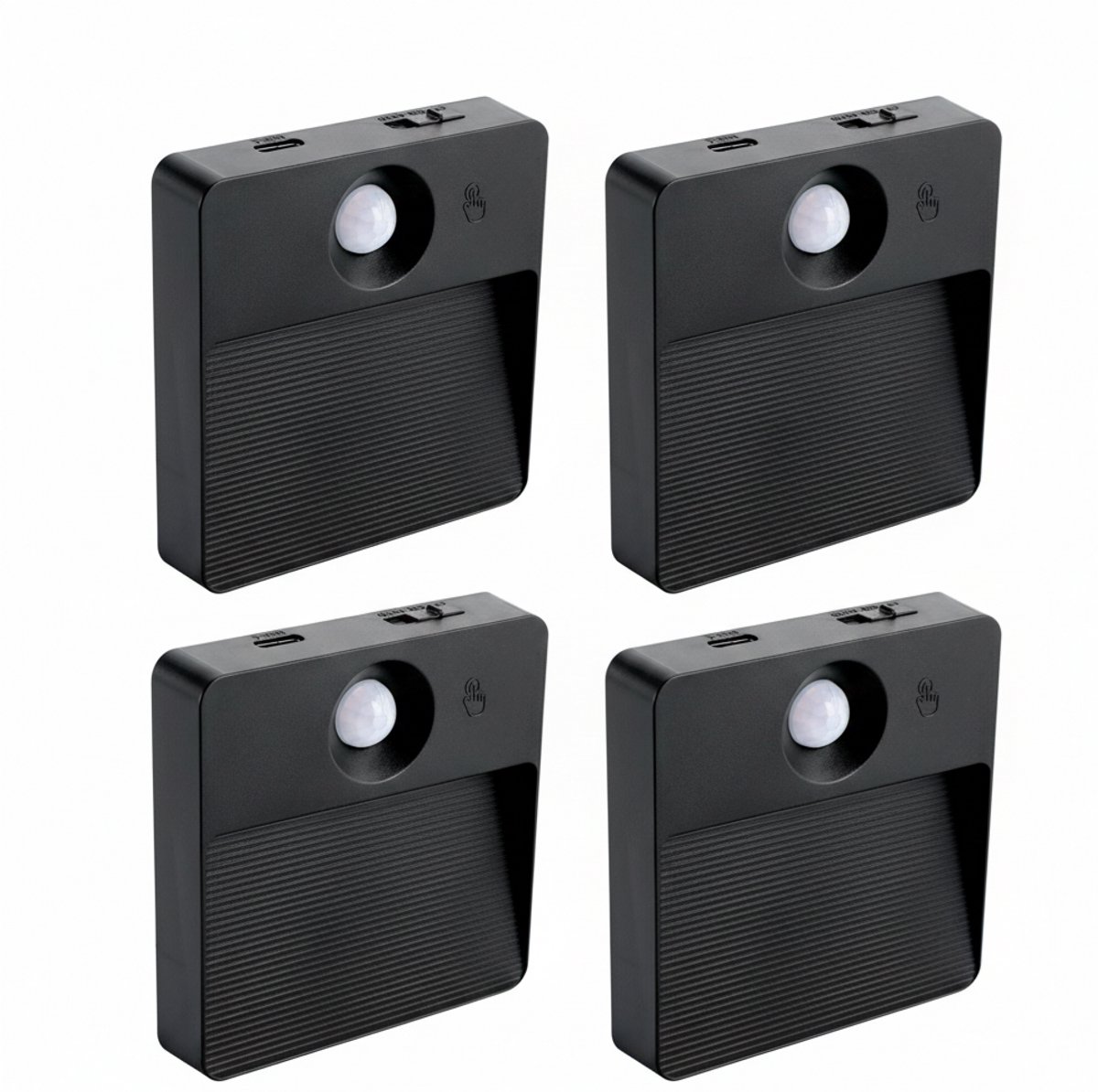 LUIS - Oplaadbaar wandlamp op accu draadloos - USB C - met bewegingssensor - CCT Aanpasbare licht kleuren - trapverlichting - Zwart - GESCHIKT VOOR BINNEN - set van 4 stuks