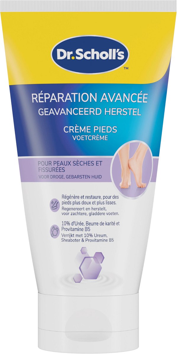 Dr. Scholl's Geavanceerd Herstel Voetencreme - Ureum Crème 10% - Shea Butter - Voetcreme - Droge Beschadigde Voeten - 150 ml
