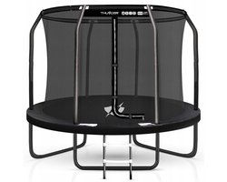Thunder Trampoline 305 cm – Ronde Tuintrampoline – Max. 150 kg – Met Ladder – Zwart