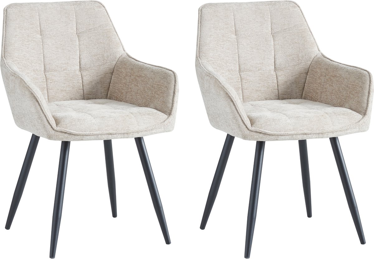 Colenis Oriana Eetkamerstoelen - Set Van 2 - Taupe - Chenille Stof - Design