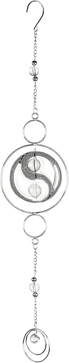 Grote Decoratieve Yin-Yang Hanger voor Binnen of Buiten, 58 cm Zilver Metaal