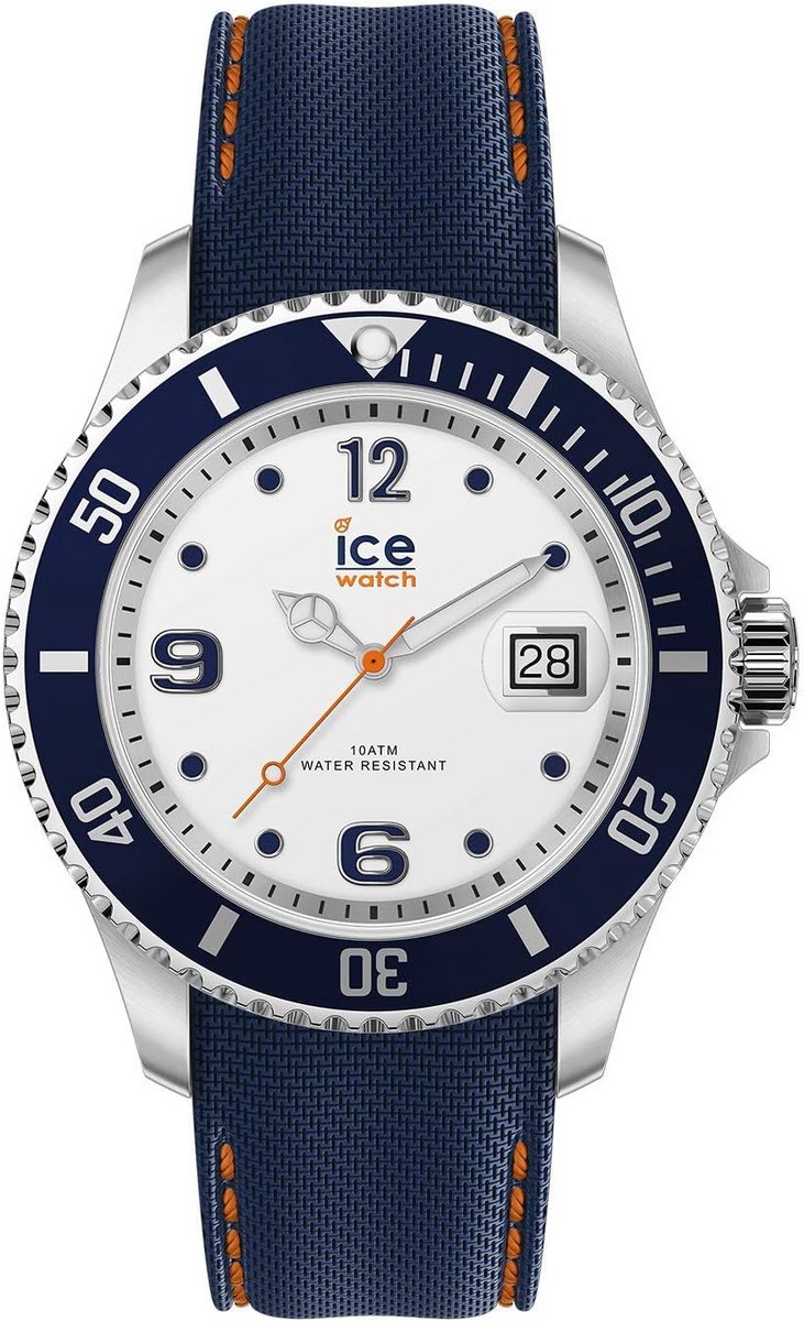 Herenhorloge Staal Wit Blauw met Siliconen Band