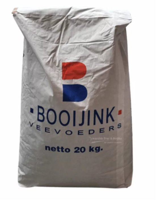 Witte zak van 20 kg 'BOOIJINK VEEVOEDERS'. Netto 20 kg.