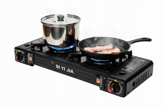 Draagbaar 2 pits gasstel campingkooktoestel cooker met 12x butaangas - Perfect voor noodsituaties, outdoor, caravan en kamperen, inclusief 2 branders, gaspit, campeergas, gasstove en portable cooker, van Draagbaar — afbeelding 5
