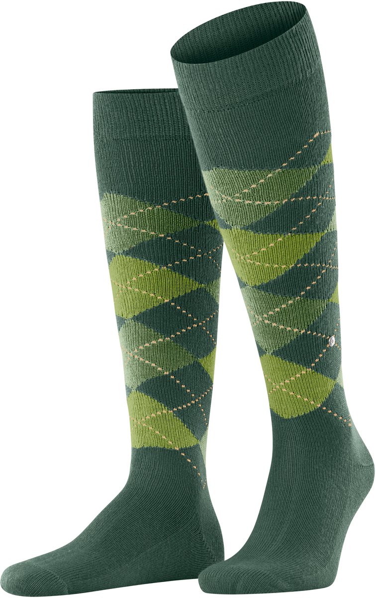 Burlington Preston lang gedessineerd materiaal kniekousen heren groen - maat 40-46