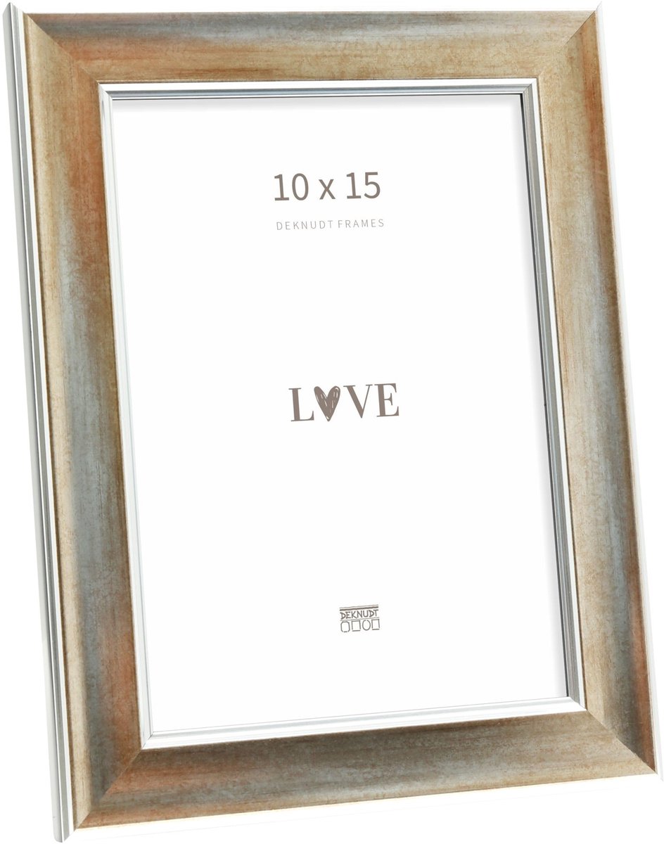 Deknudt Frames fotolijst S244D3 - brons met zilverbiesje - 10x15 cm