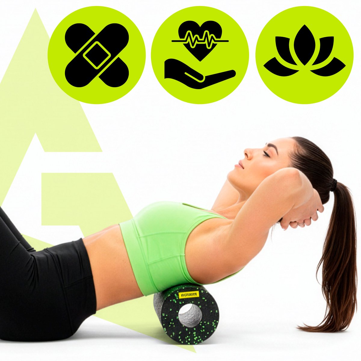 Actiget® Foamroller | Foam Roller | Medium Hardheid | 29,5 cm | Zwart/Groen thumbnail 4