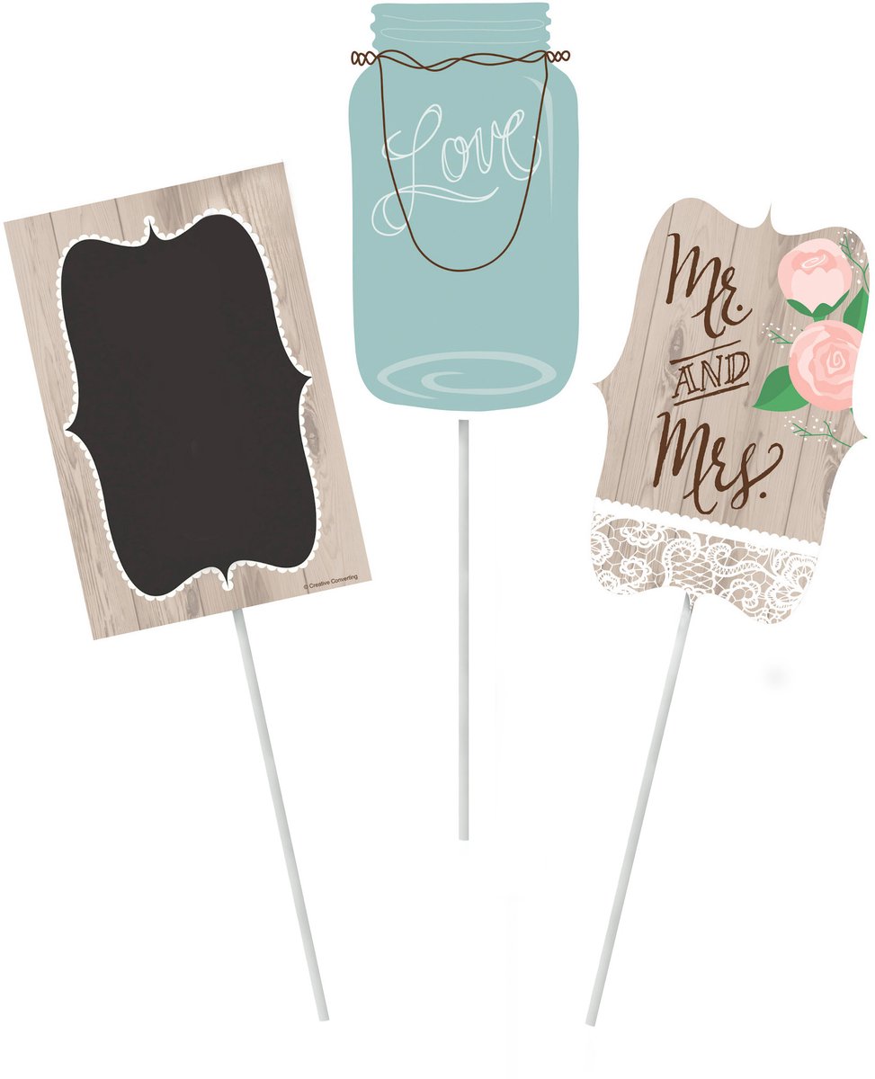 CREATIVE PARTY - 3 Tafeldecoraties Mr + Mrs Leisteen personaliseerbaar