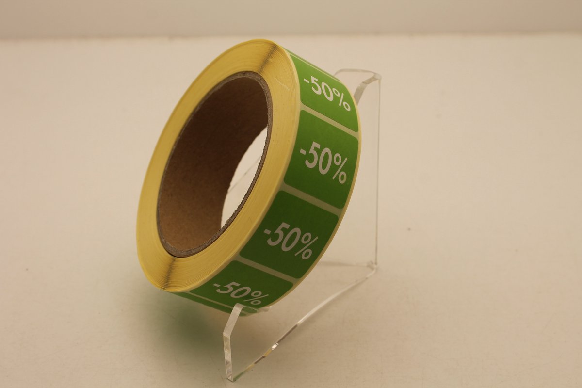 Prijs stickers -50% 2000 stuks Groen rechthoekig 2,5 op 2,5 cm
