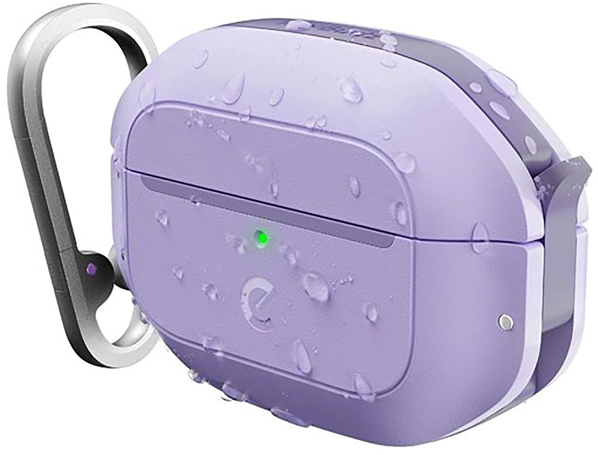 KeyBudz Element Hoesje AirPods Pro 3 – MIL-SPEC 810H Valtest Certificering – IONPURE 100 Antimicrobiële Bescherming – Qi-Draadloos Opladen Compatibel - Paars