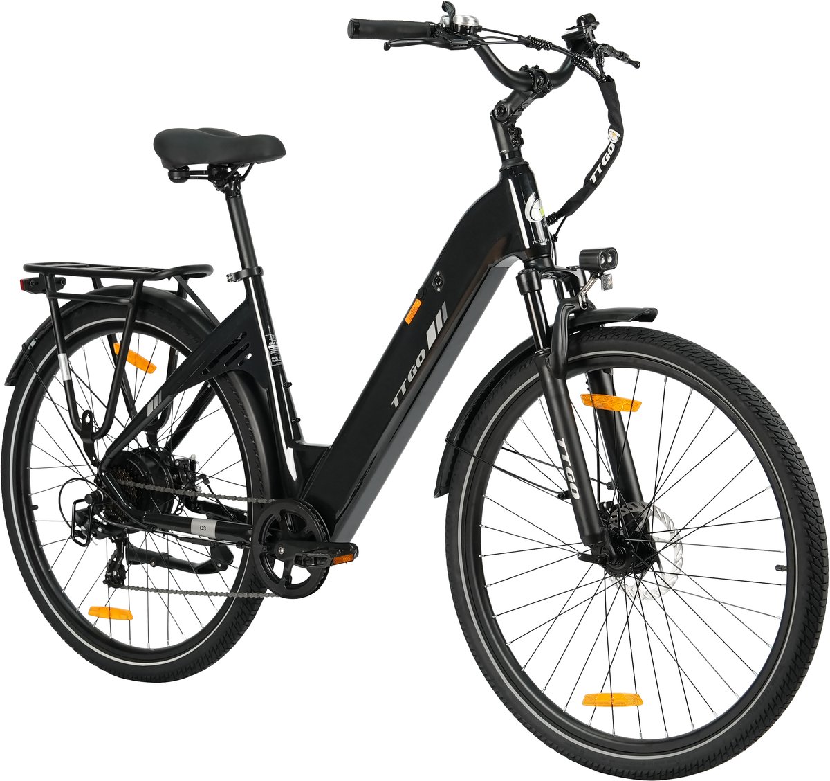 28-inch Elektrische Fiets - Stadsfiets - 250W Motor - 36V 18Ah Accu - Max Snelheid 25km/u - Max 120km Bereik - Shimano 7 Versnellingen - voor vrouwen en mannen - Zwart