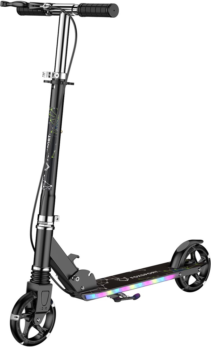 FOXSPORT Kinderstepjes - Kinderstep - Step - Kinderscooter - LED-verlichting in wielen & voetplateau - Draagkracht tot 100 kg - Kick Step - Voor Jongens en Meisjes - Vanaf 3-12 Jaar - Drie instelbare hoogte-opties - Zwart — afbeelding 7