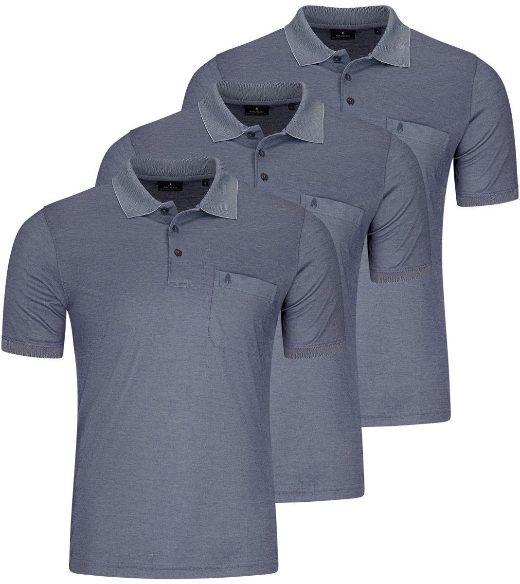 RAGMAN Heren poloshirt 3 pack Basic