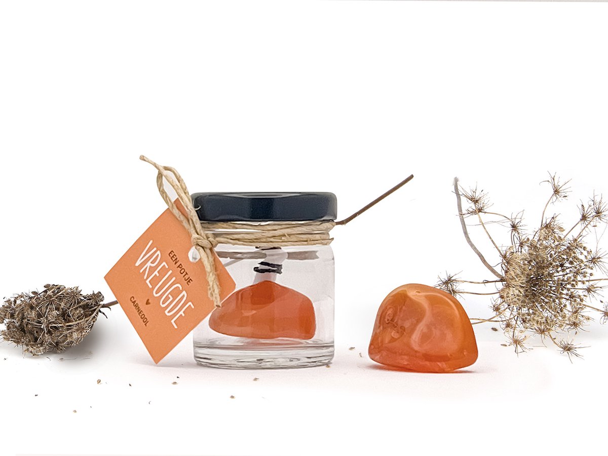 Potje Vreugde - Carneool | Edelsteen Cadeau voor Vreugde & Zelfvertrouwen