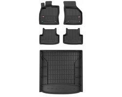 Frogum ProLine Complete Set: Luxe Rubberen Automatten + Kofferbakmat - Geschikt voor VW Golf VII Variant (Kombi) vanaf 2013 - Hoge laadvloer - Perfecte Pasvorm - Geurloos TPE - Zwart