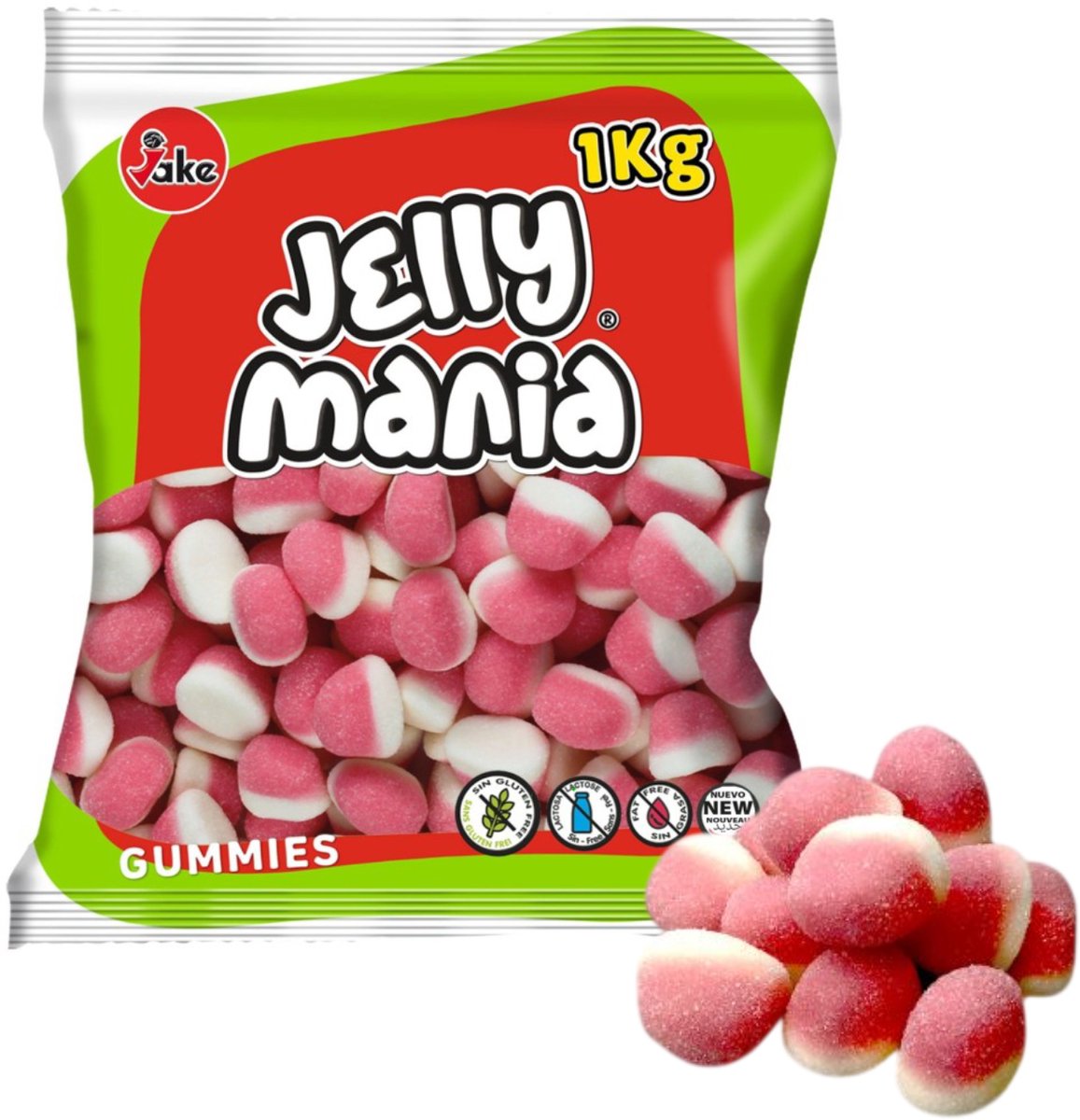 Jake - Aardbei Kusjes - Snoep - 1 Kilo - Halal - Besitos - Kisses